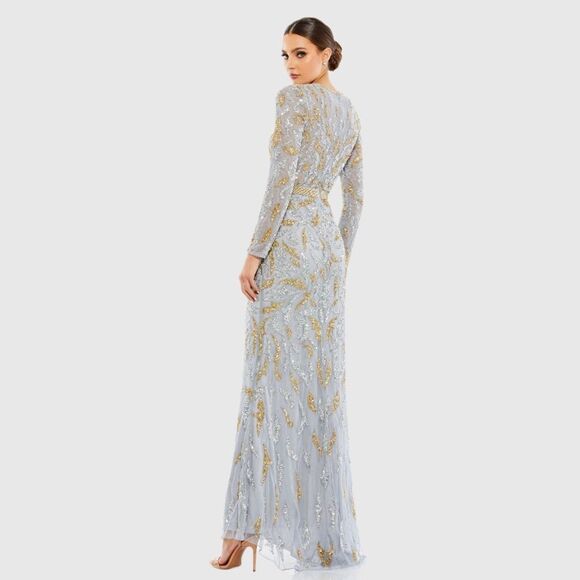 MAC DUGGAL 5124  Beaded Long Sleeve Evening Gown Dress - Picture 4 of 13